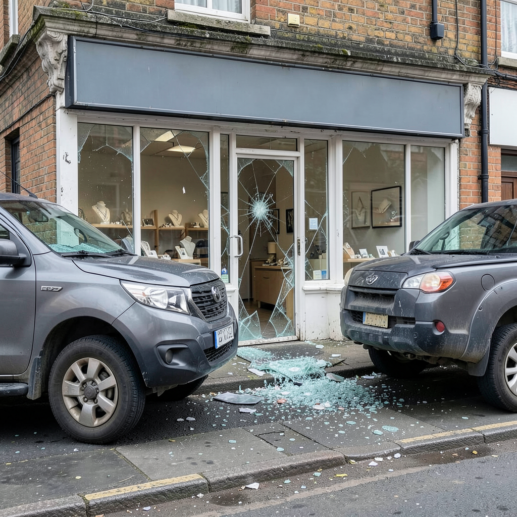 Six masked raiders use 4x4 to ram-raid Bradford jewellers on Duckworth Lane